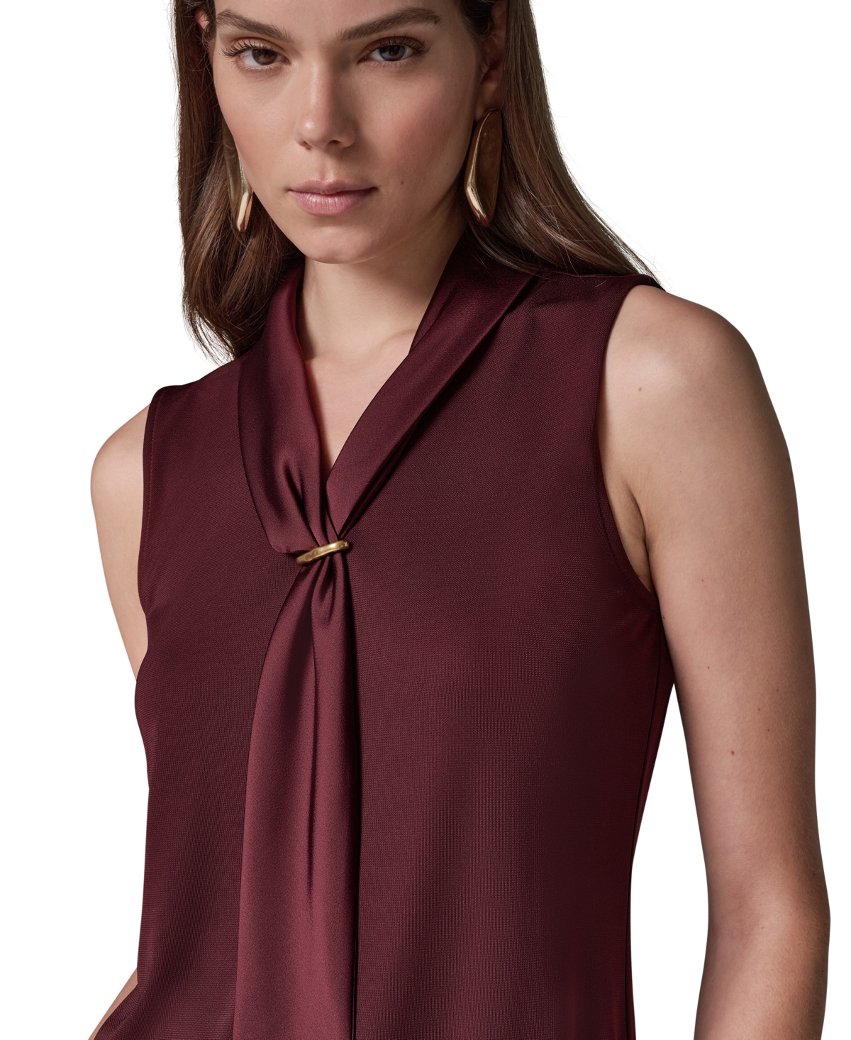 Donna Karan New York Women's Sleeveless Tie-Neck Blouse
