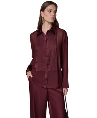 Women's Long-Sleeve Sheer Blouse
