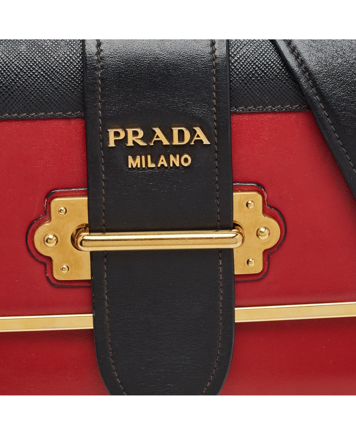 Pre-Owned Prada Women's Cahier Two-Tone Leather Shoulder Bag
