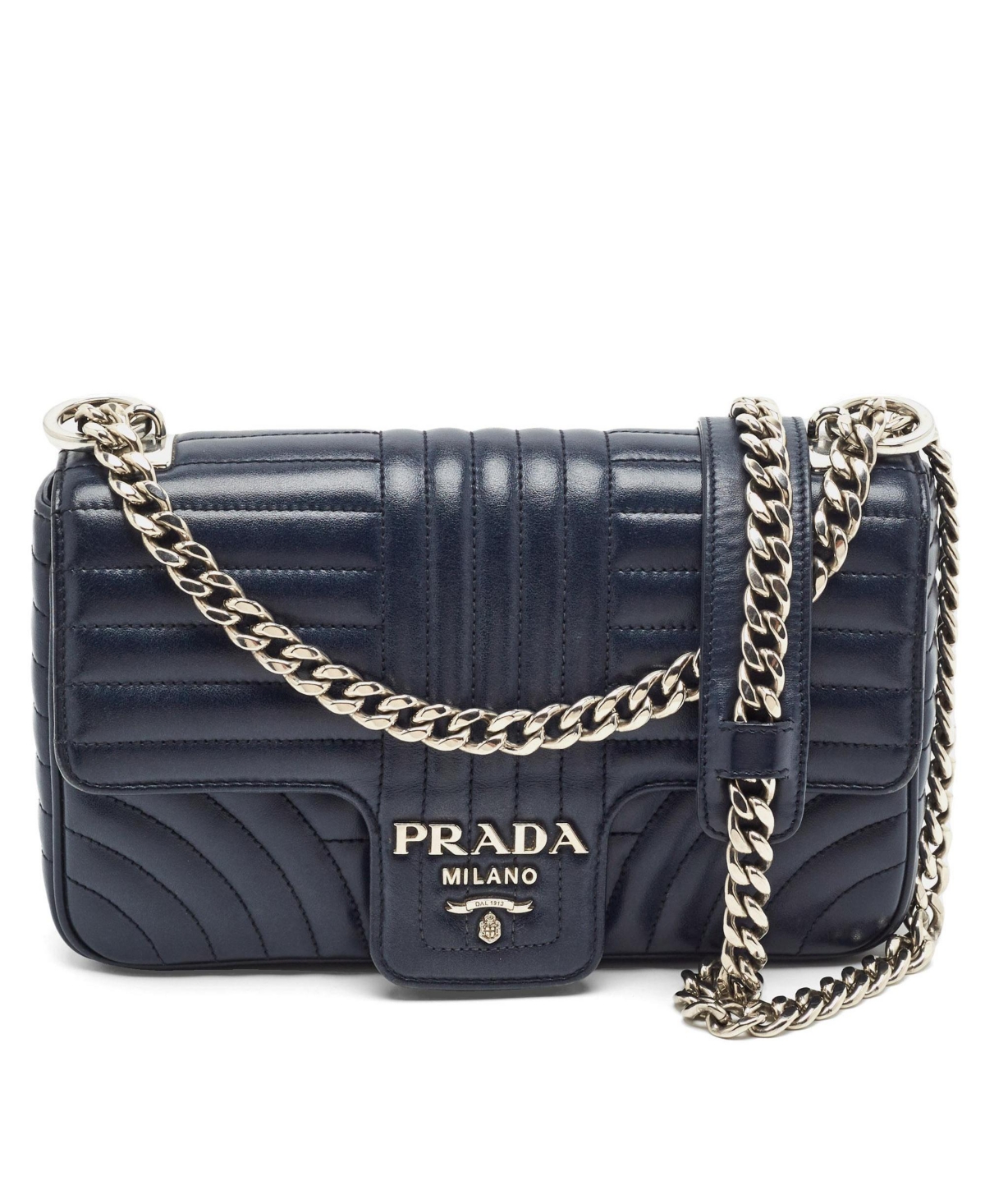 Pre-Owned Prada Women's Leather Shoulder Bag - Navy
