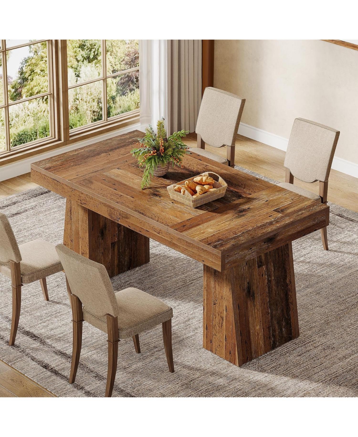 Tribesigns Dining Room Table for 4-6, 55-Inch Mid-Century Modern