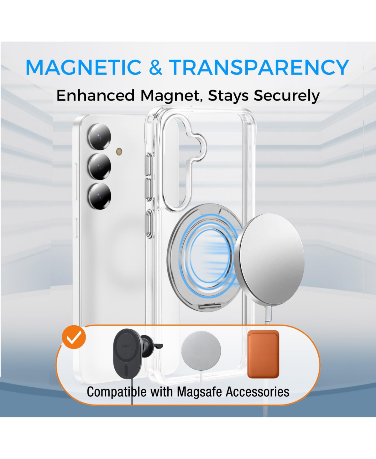 Alpha Digital Samsung Galaxy S25 Magnetic-Ring Stand Shockproof Phone Case, Compatible with Samsung Galaxy S25