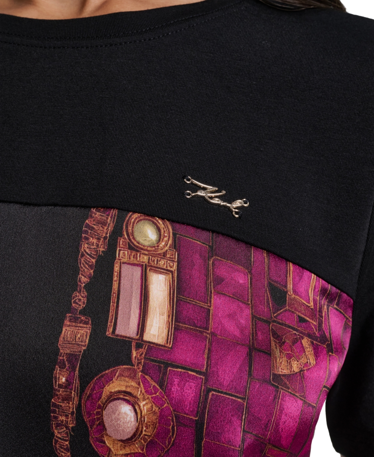 Karl Lagerfeld Paris Women's Jewel Print Crewneck T-Shirt