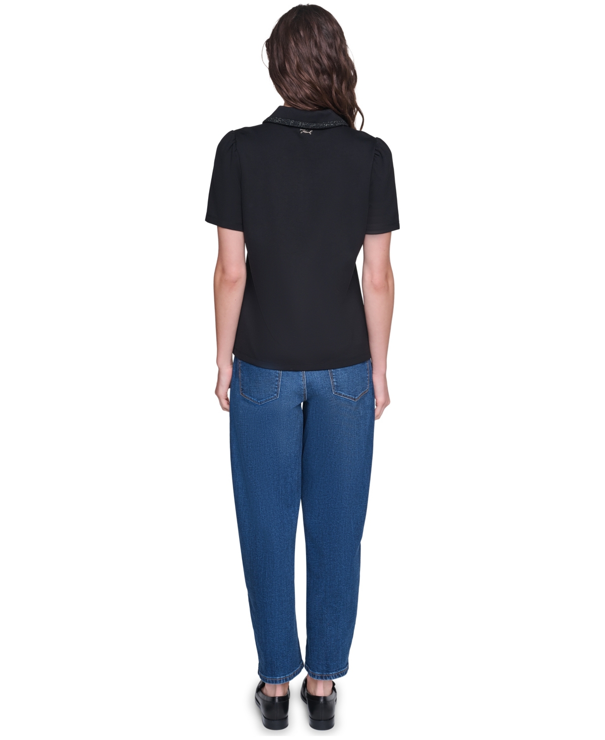 Karl Lagerfeld Paris Women's Short-Sleeve Collared Knit Polo