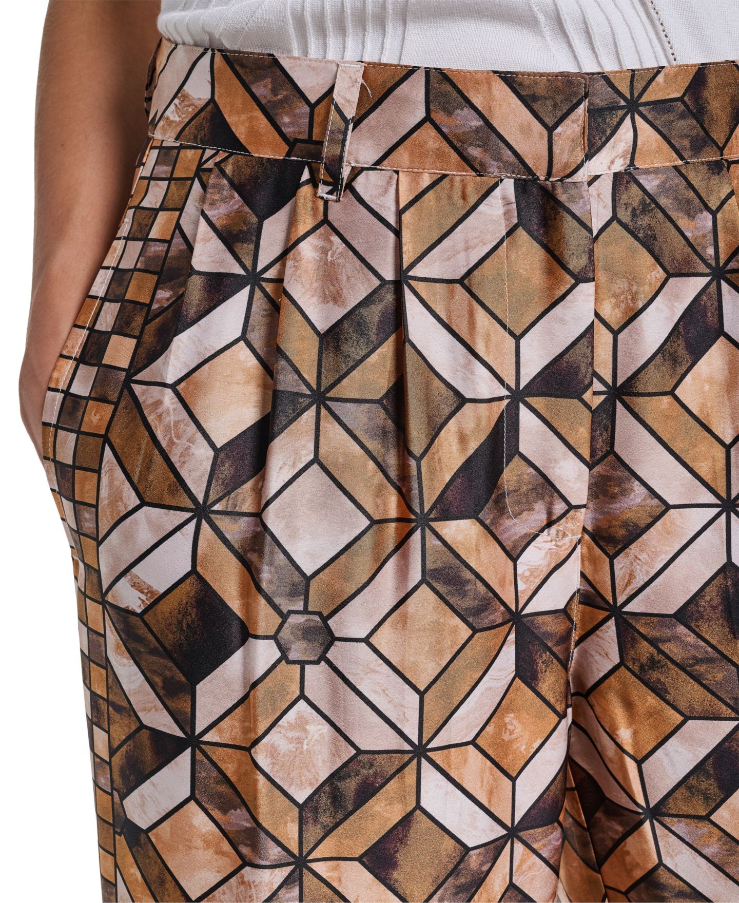Женские брюки KARL LAGERFELD PARIS Geometric-Print Pleated Wide-Leg, цвет: Сепия комбинированный — фото 7