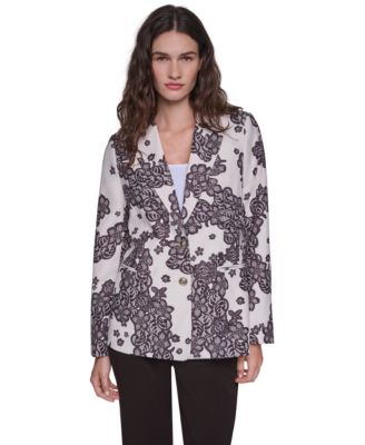 Women's Floral-Print Lace Blazer