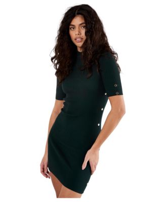 Women's Ribbed Mock Neck Mini Dress