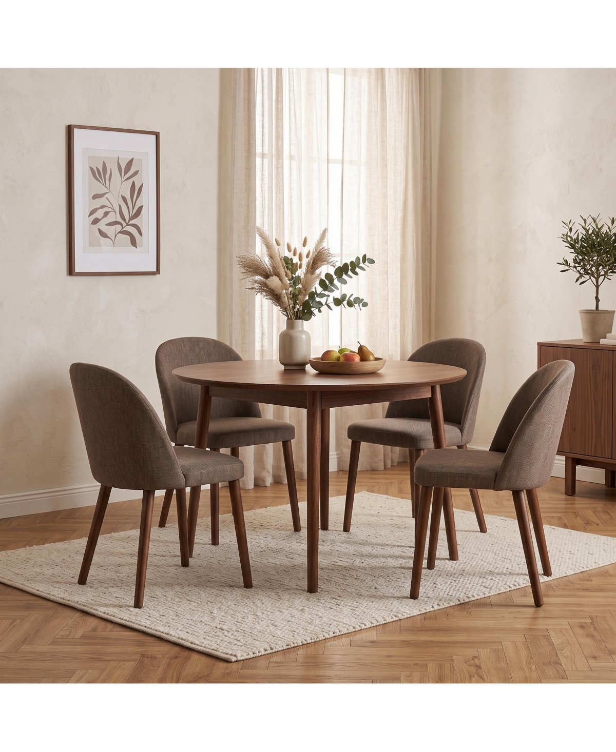 homfan Modern Upholstered Dining Chairs Set of 4, Kitchen Dining Chairs With Wood Legs And Curved Thick Backrest, Easy Assembly for Dining Room