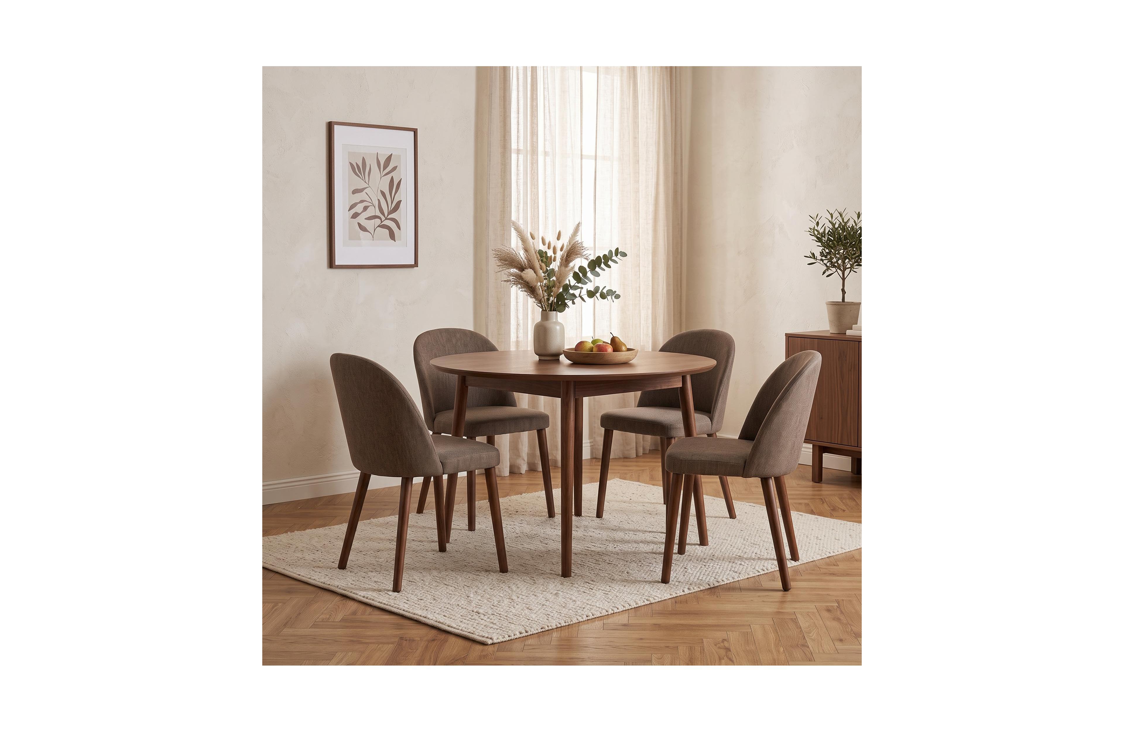 homfan Modern Upholstered Dining Chairs Set of 4, Kitchen Dining Chairs With Wood Legs And Curved Thick Backrest, Easy Assembly for Dining Room