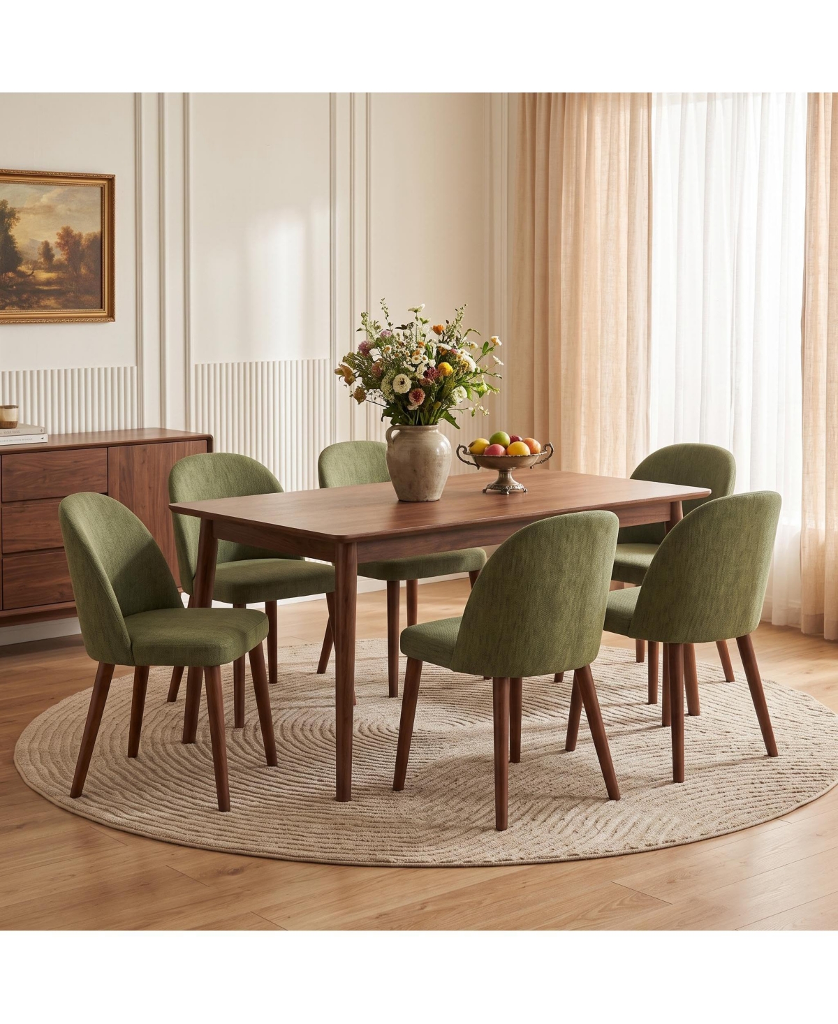 homfan Modern Upholstered Dining Chairs Set of 6, Kitchen Dining Chairs With Wood Legs And Curved Thick Backrest, Easy Assembly For Dining Room