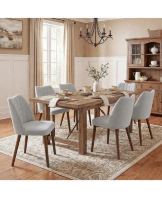 Modern Dining Chairs Sets of 6 with Curved Wooden Legs, Upholstered Armless Kitchen Chair with Padded Cushioned Seat for Kitchen Dining Room