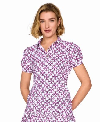 Women's Golf Hand-Painted Puffy Short-Sleeve Polo Shirt