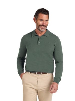 Men's Classic-Fit Long-Sleeve Knitted Polo Shirt