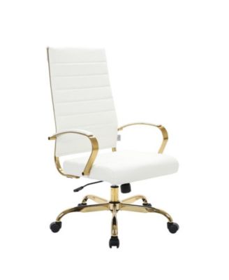 Benmar Modern High-Back Leather Conference Office Chair with Steel Frame, Swivel, and Tilt