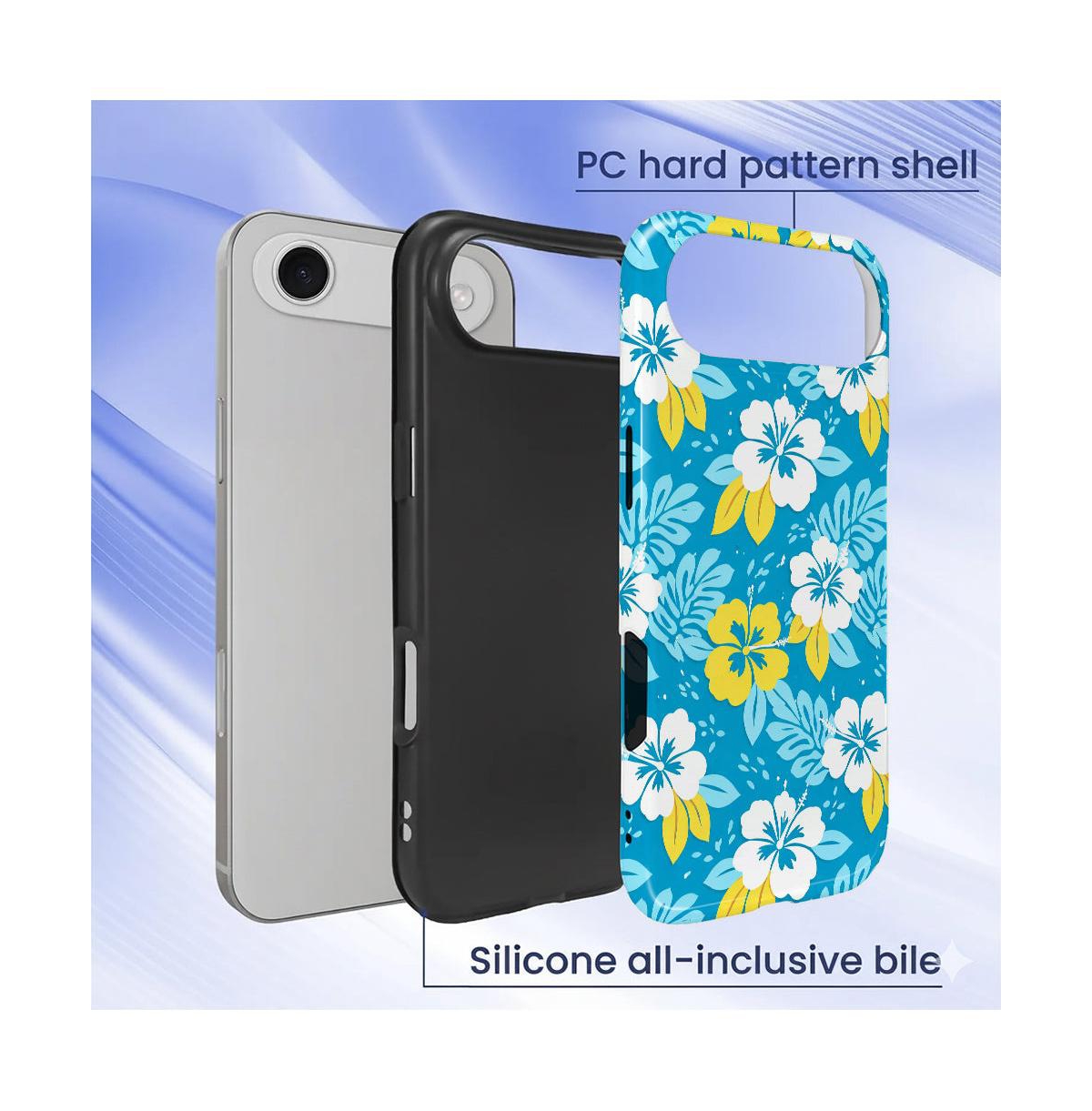 Lamicall Military Grade Dual Layer iPhone Case, Hibiscus Escape Shockproof Anti-Slip Protective Phone Cover