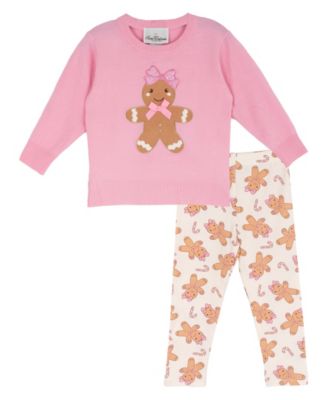 Toddler Girls' 2T-4T Holiday Gingerbread Girl Long-Sleeve Sweater and Leggings, 2-Piece Set
