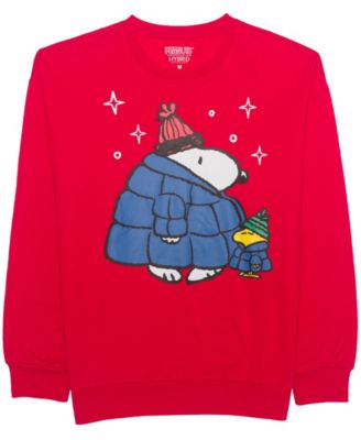 Men's Snoopy Puffer Graphic Long-Sleeve Crewneck Sweatshirt