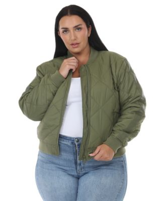 Plus Size Women's Quilted-Lightweight Bomber Jacket