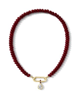 Cubic Zirconia and Dyed Jade Beaded Necklace
