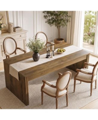 79" Large Farmhouse Dining Table with Double Pedestals