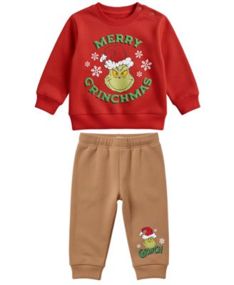 Baby Boys' Grinch Long-Sleeve Holiday Sweatshirt and Joggers, 2-Piece Set