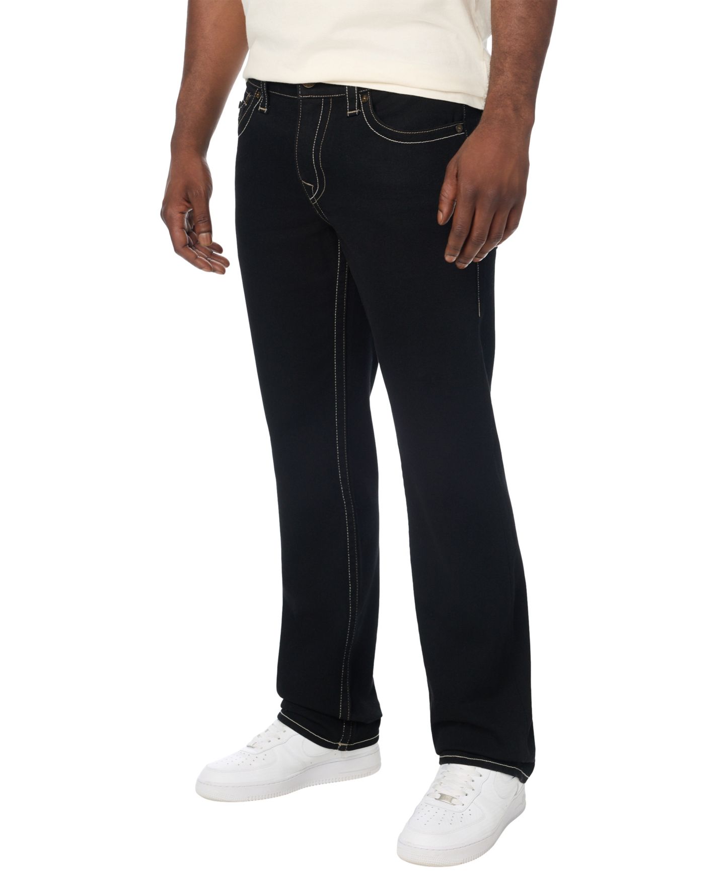 Мужские джинсы True Religion Ricky Straight-Leg Flap Pocket, цвет: Чёрный — фото 2