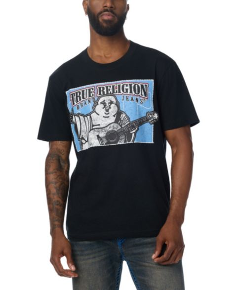 Мужская футболка True Religion Stitched Block Buddha Graphic Logo, цвет: Угольно-чёрный