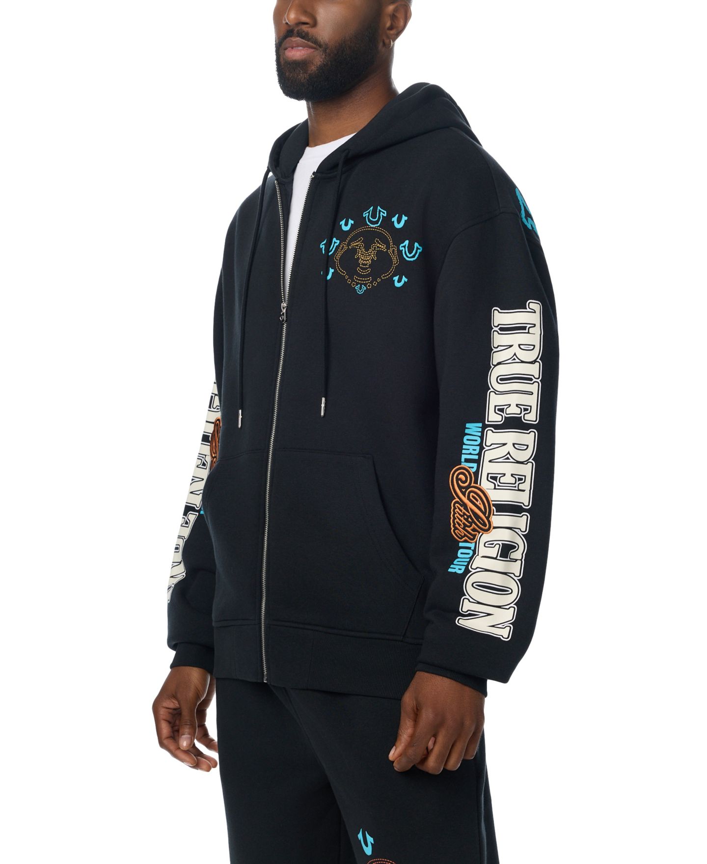 Мужское худи True Religion Southwest Full-Zip Graphic Embroidered, цвет: Угольно-чёрный — фото 2
