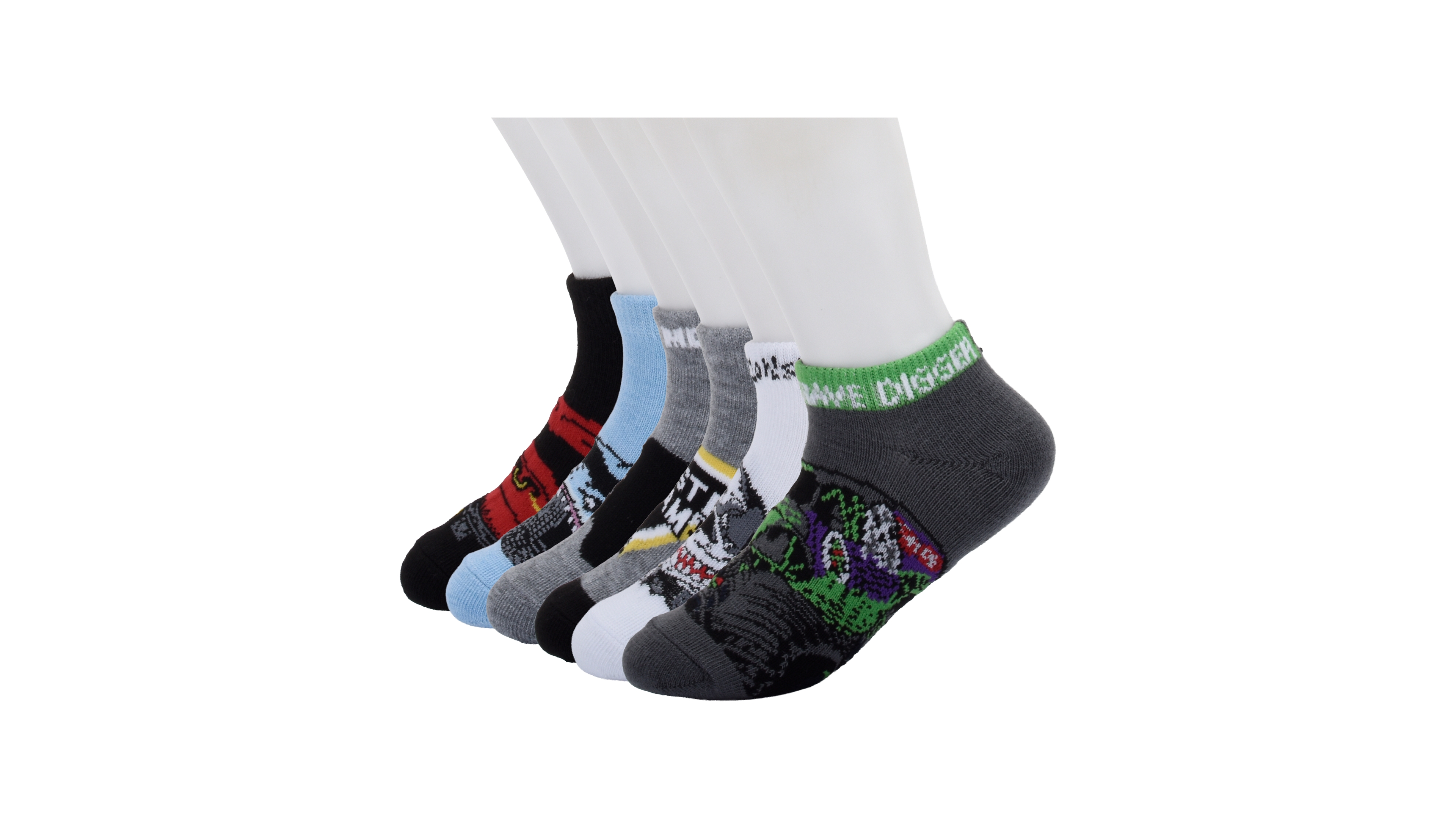 Planet Sox Boys' and Girls' 2T-5T Monster Jam Crew Ribbed-Cuff Socks, 6-Pack