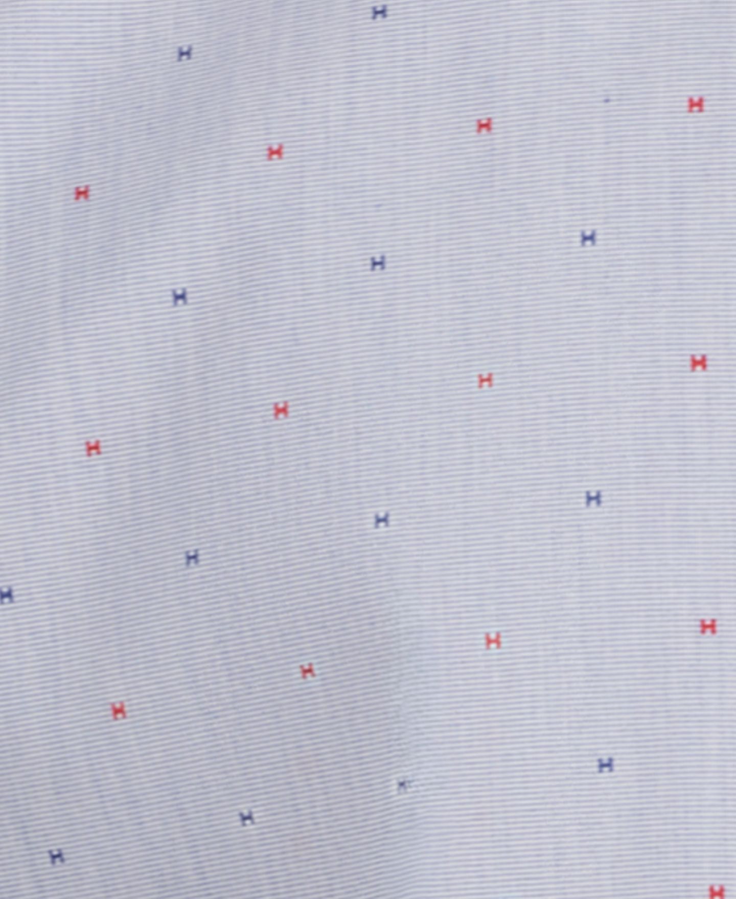Мужская рубашка Tommy Hilfiger Stretch H-Print Long-Sleeve Dress Shirt, цвет: Яркий синий — фото 5