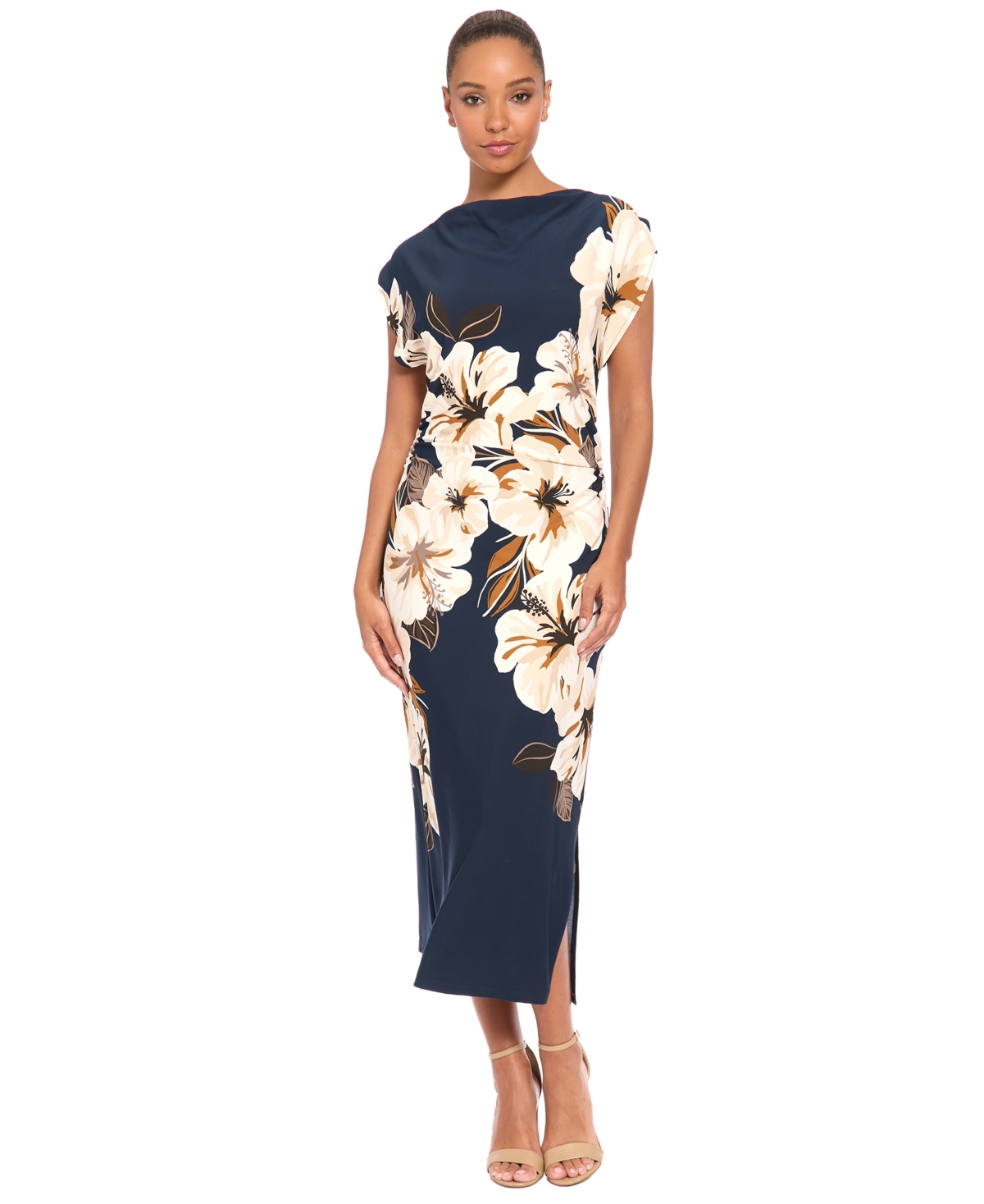 Maggy London Women's Margeaux Floral-Print Mock Neck Midi Dress