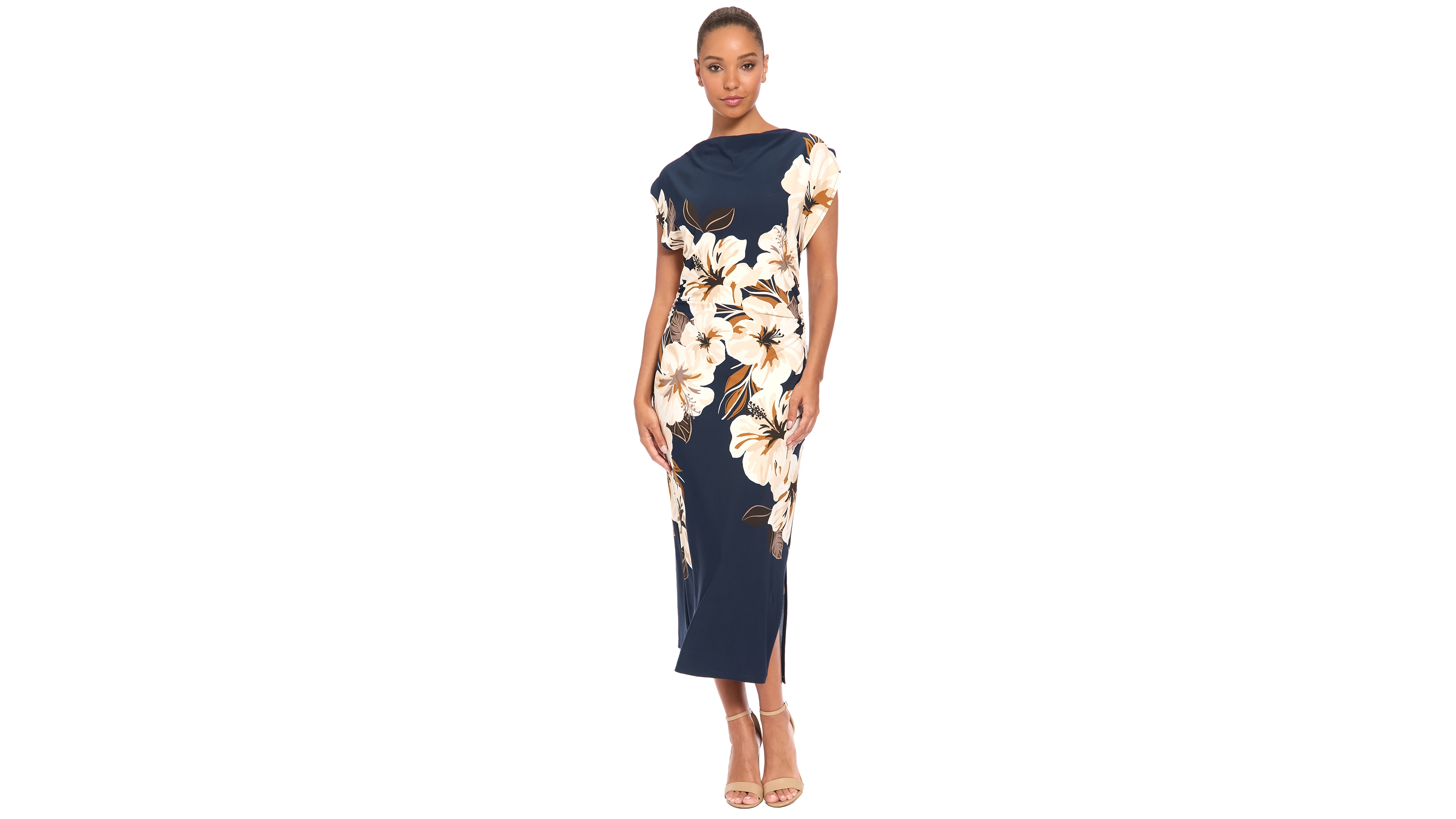 Maggy London Women's Margeaux Floral-Print Mock Neck Midi Dress