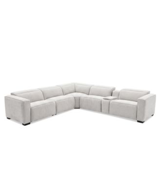 Carltoun 6-Piece Fabric Sectional with 3 Power Recliners Power Headrest and Console