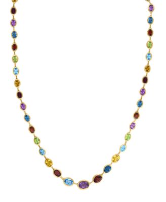 Multi-Gemstone (25-1/12 ct. t.w.) Necklace in 14k Yellow Gold Over Sterling Silver