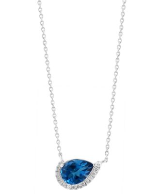 London Blue Topaz (2-1/3 ct. t.w.) & Diamond (1/8 ct. t.w.) Pendant Necklace in 14k White Gold