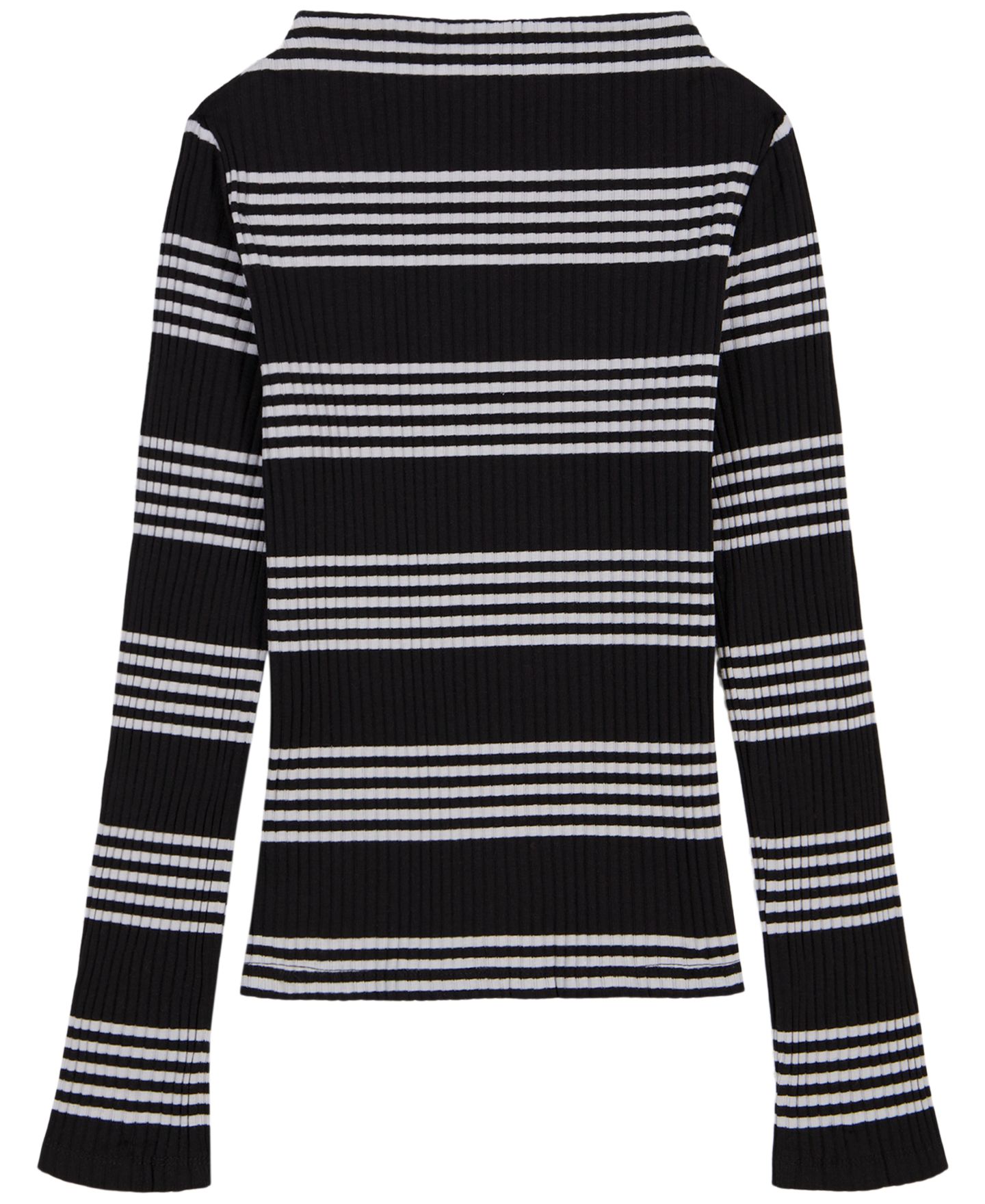 Футболка Calvin Klein Long-Sleeve Striped Ribbed для девочек, цвет: Чёрный — фото 2