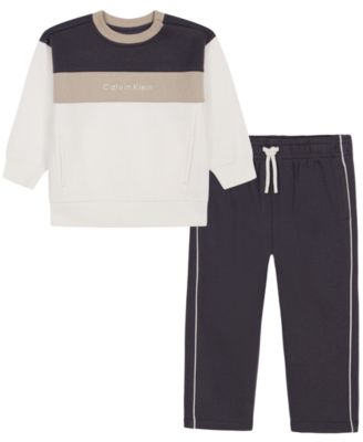 Boys' 2T-7 Long Sleeve Colorblock Cotton-Blend Sweatshirt and Pants, 2-Piece Set