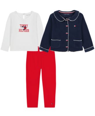 Girls' 2T-6X Peter Pan Collar Long-Sleeve T-Shirt, Jacket and Leggings, 3-Piece Set