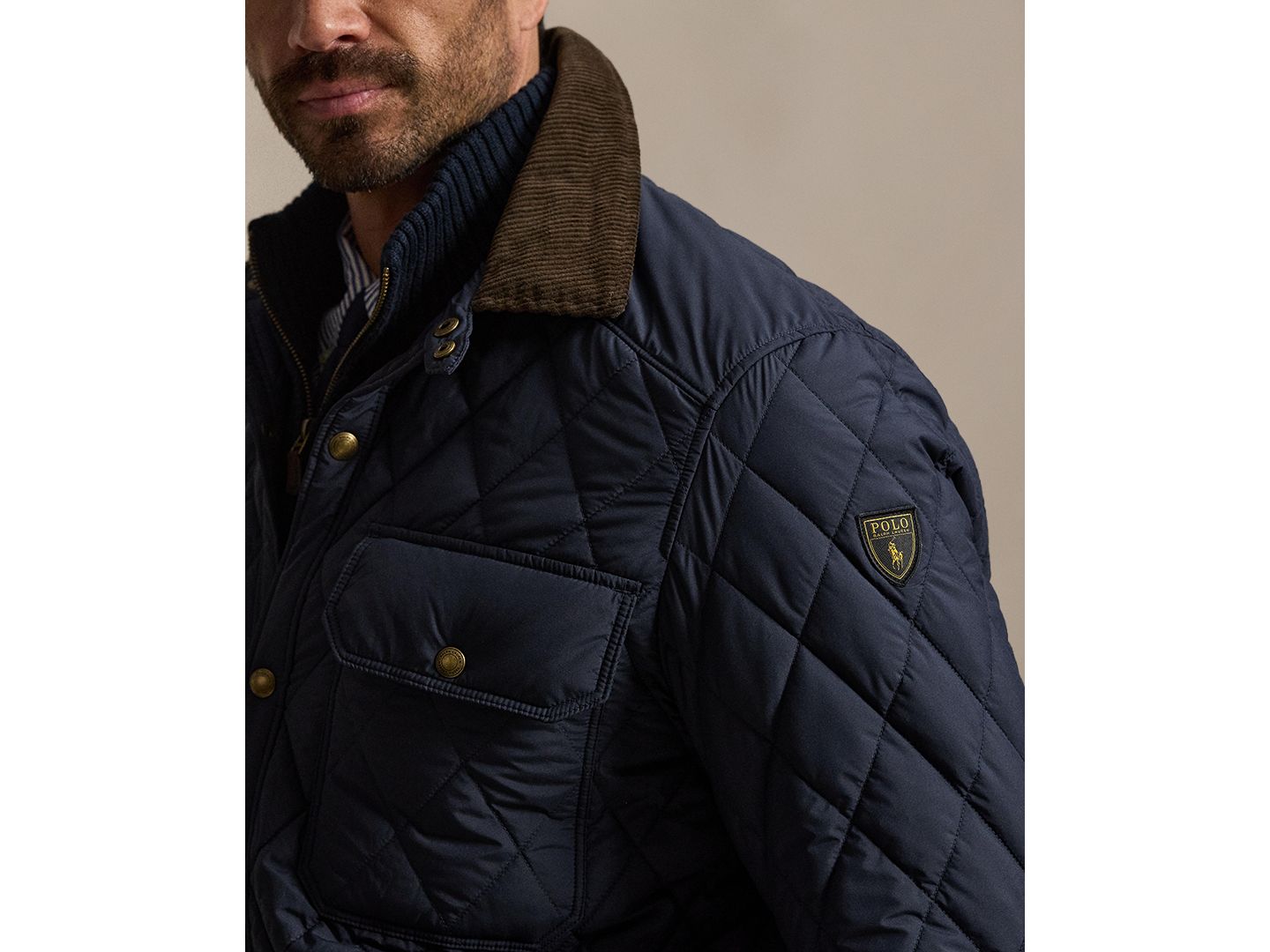 Мужская куртка Polo Ralph Lauren Big & Tall Beaton Quilted Snap-Front, цвет: Тёмно-синий — фото 4