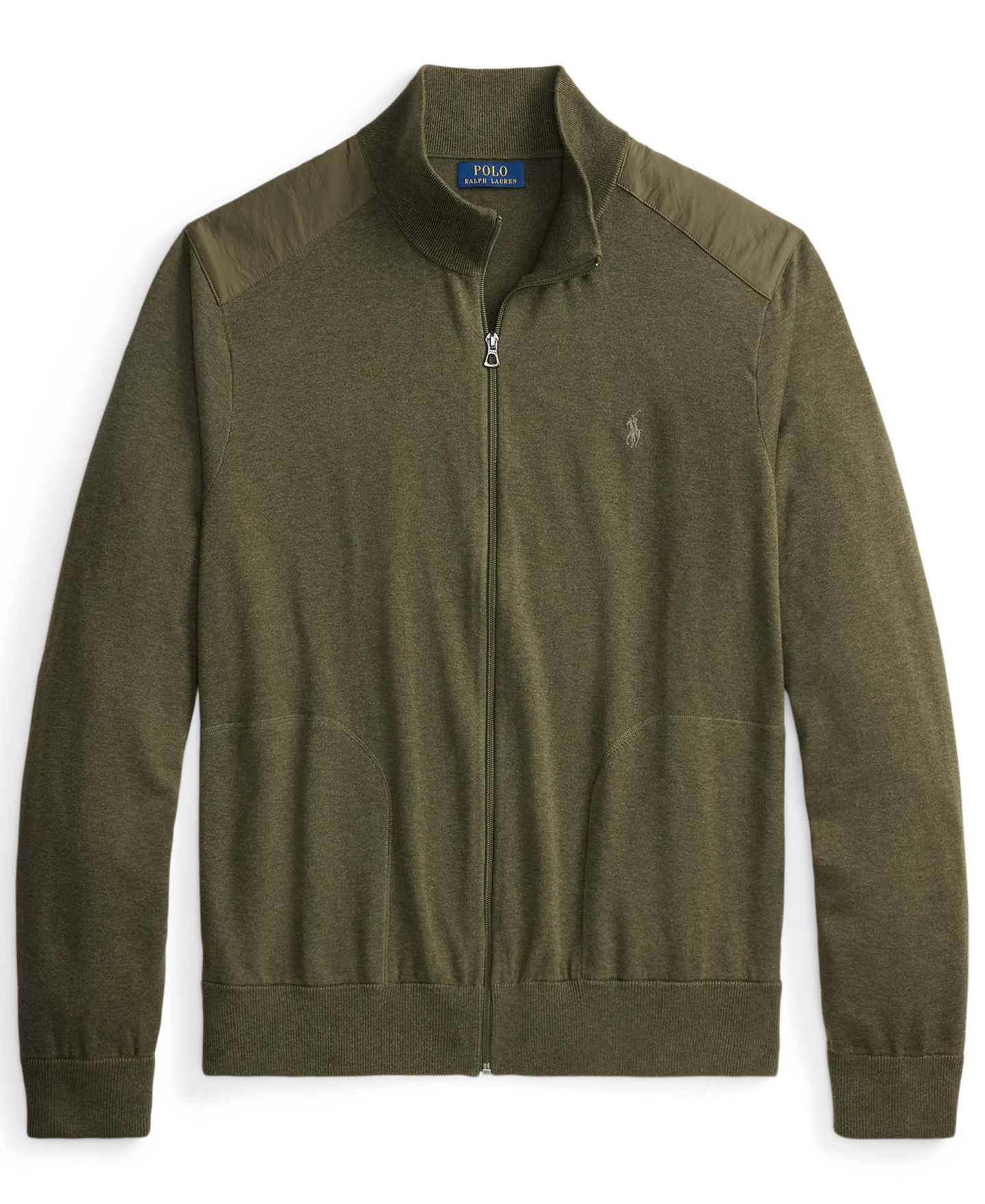 Мужской кардиган Polo Ralph Lauren Big & Tall Hybrid Full-Zip Mockneck Channel-Quilted, цвет: Оливковый комбинированный — фото 6