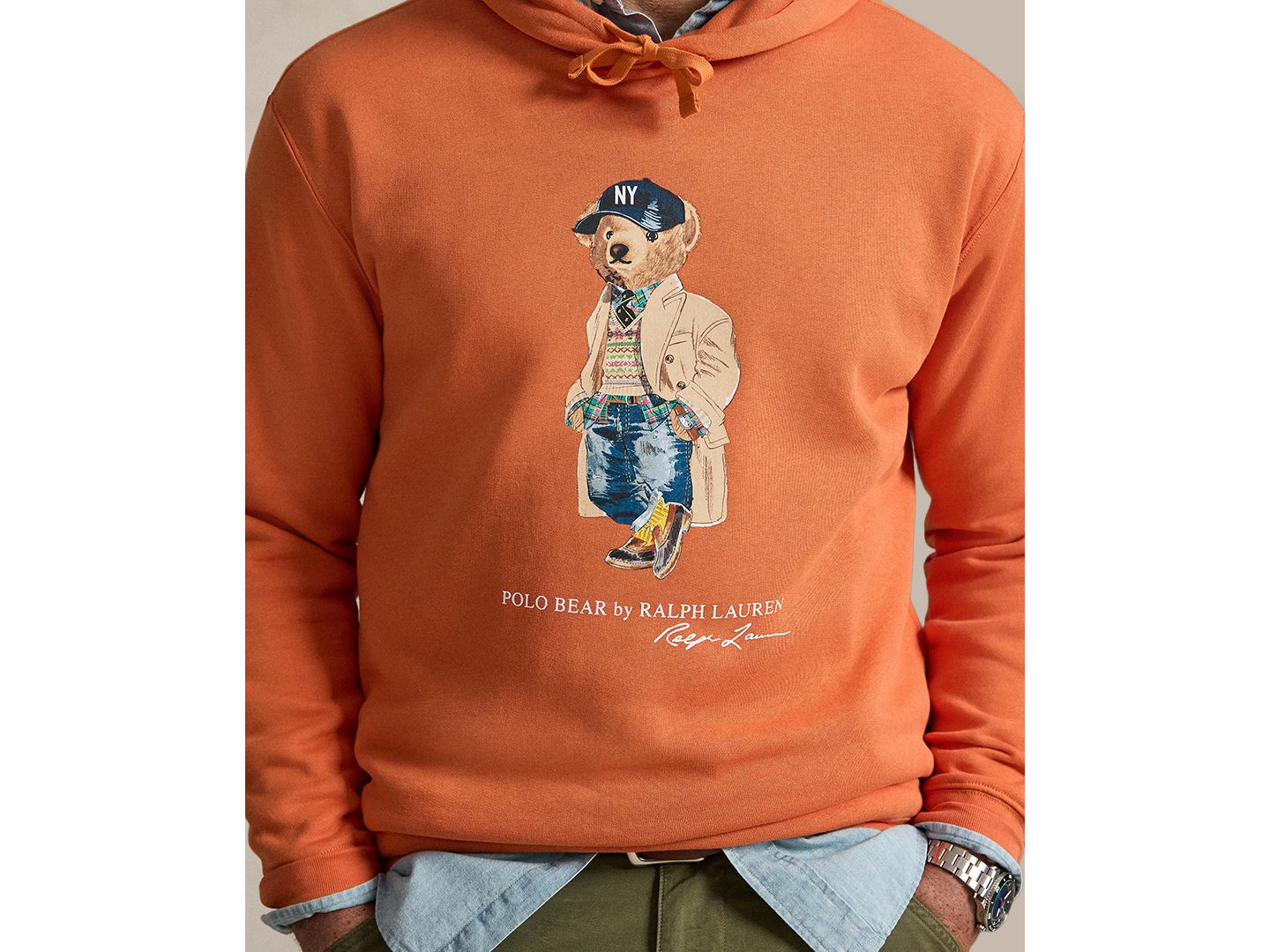 Мужское худи Polo Ralph Lauren Big & Tall Polo Bear Fleece Graphic, цвет: Небесно-голубой — фото 3