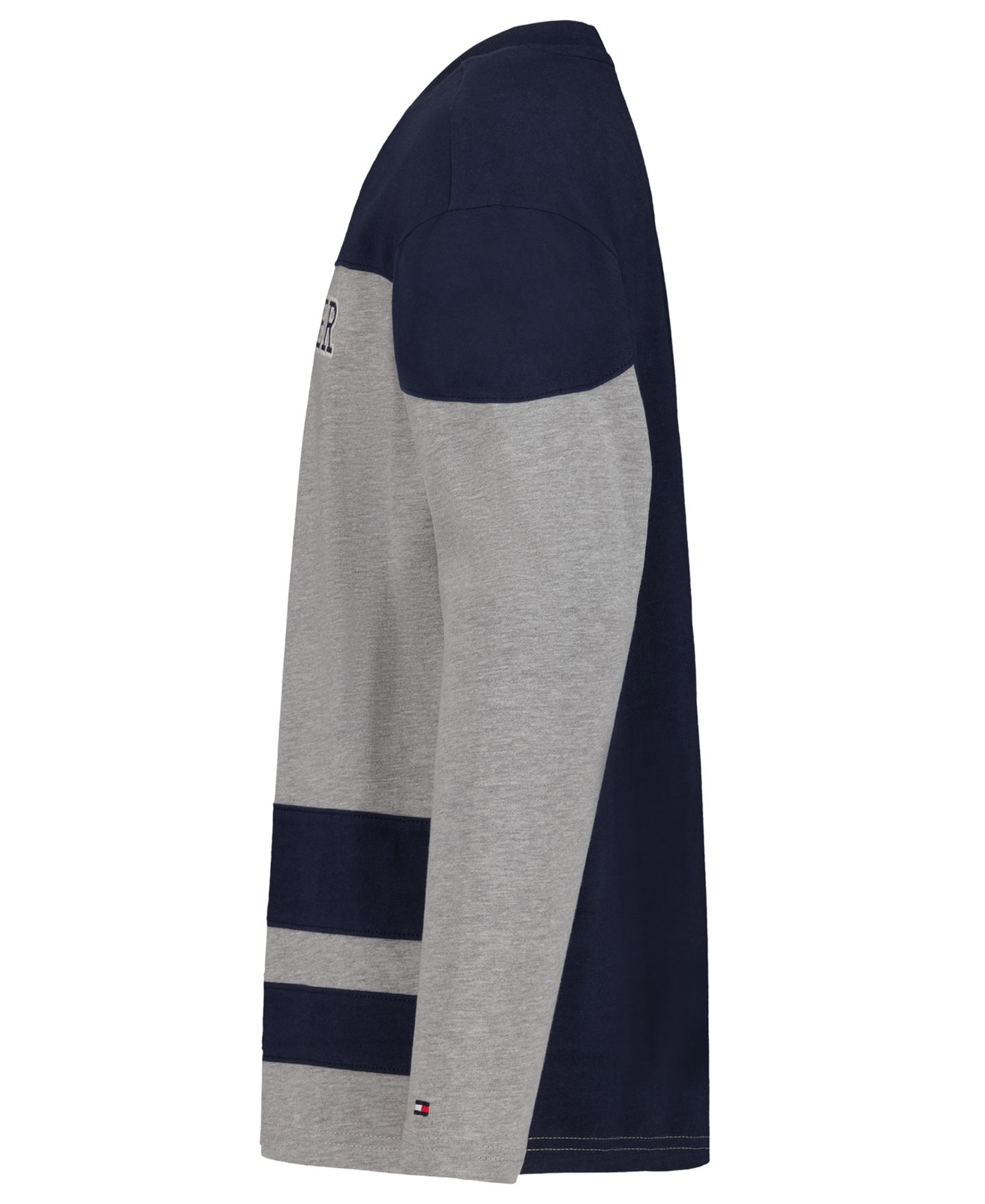 Футболка Tommy Hilfiger Hockey-Inspired Long-Sleeve V-Neck для мальчиков, цвет: Серый меланжевый — фото 3