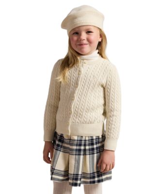 Girls 2T-6X Metallic Cable Cardigan Sweater