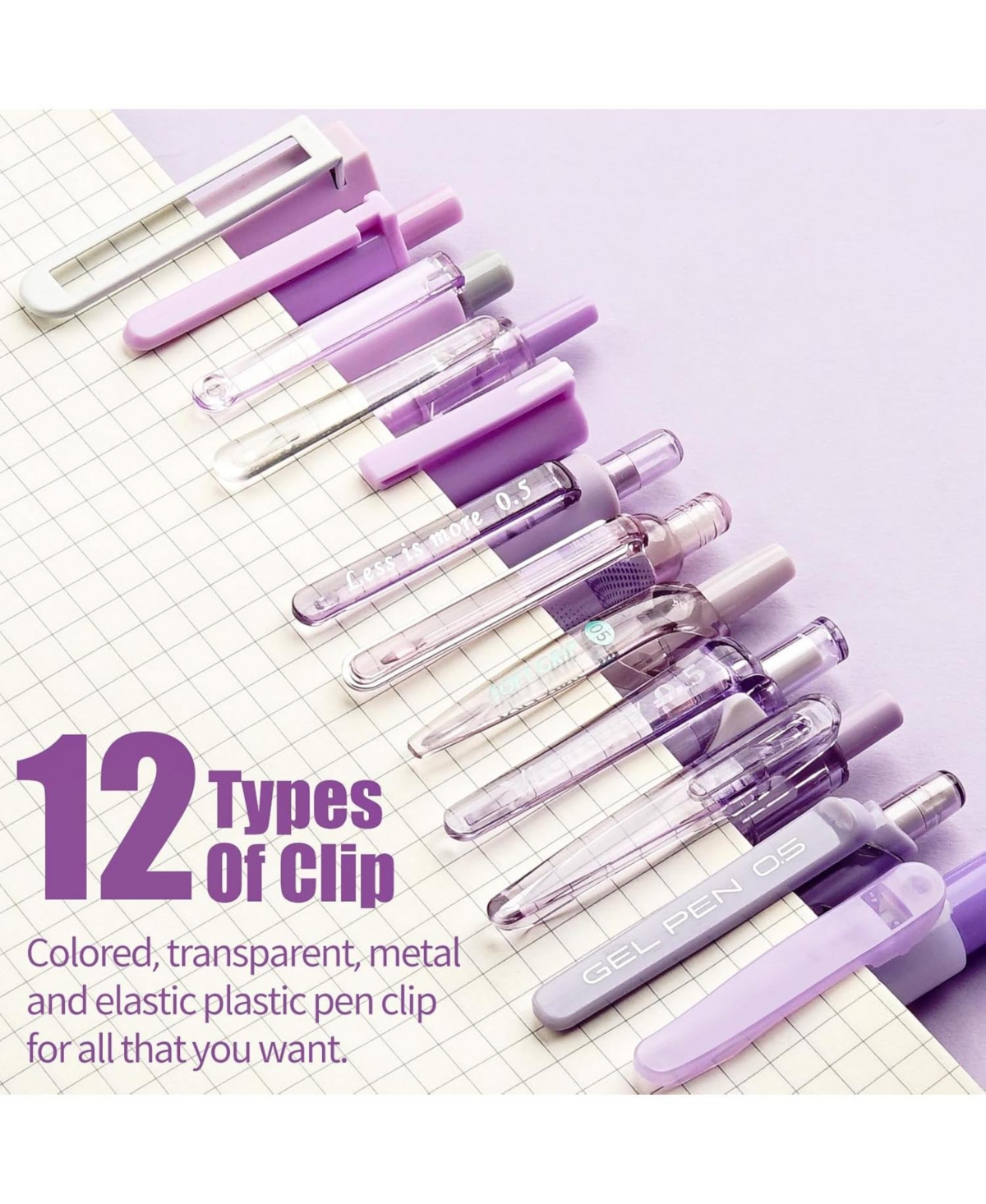 Four Candies Gel Pens, 12Pieces 0.5mm Fine Point, School Office Stationery