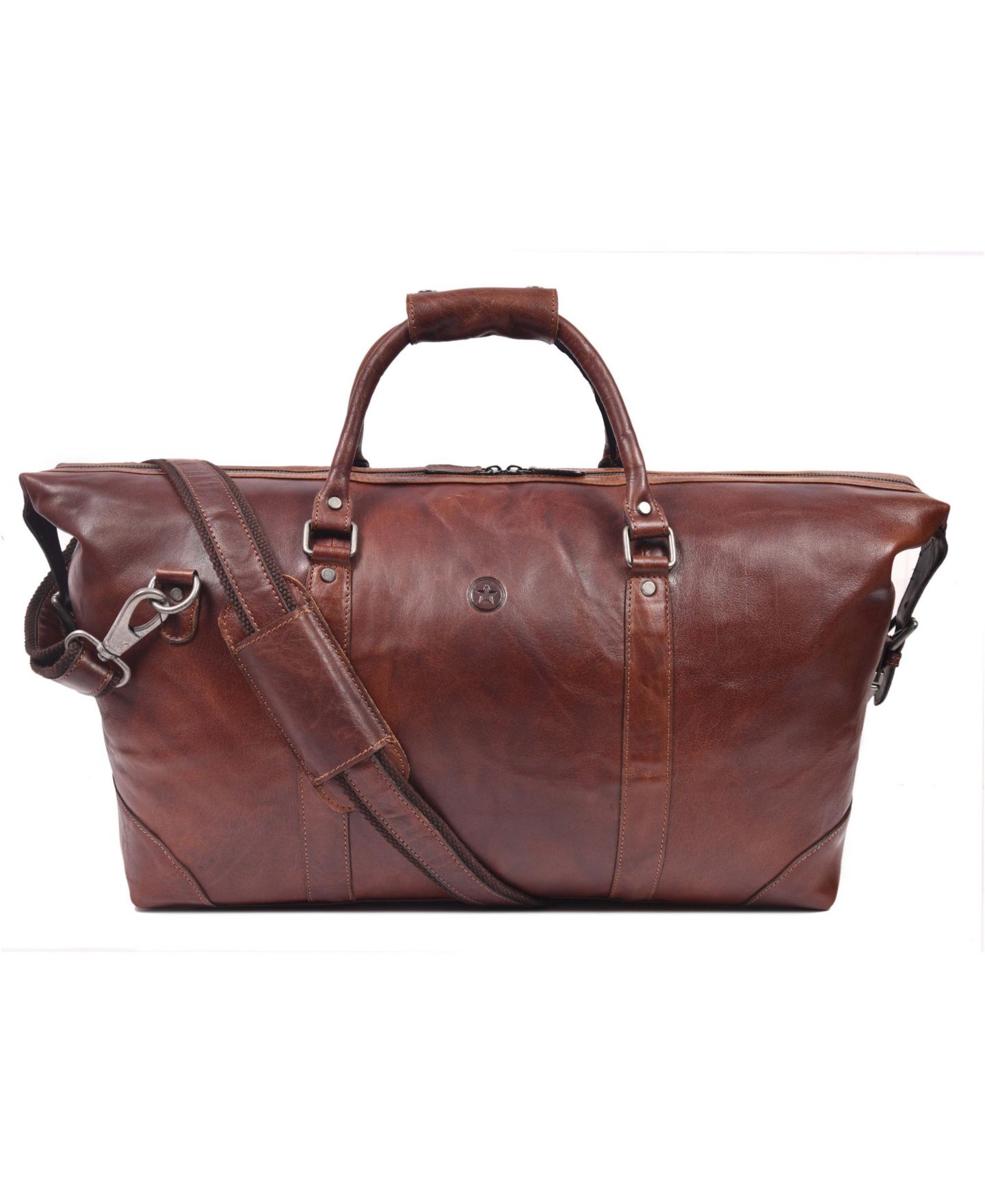 Сумка Aaron Leather Goods 20 Inch Leather Canvas Duffle - Brown, цвет: Коричневый — фото 2