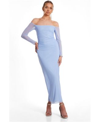 Women's Mesh Bardot Midaxi Dress