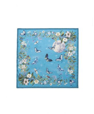 Women's Midnight Garden Medium Square Scarf in Teal