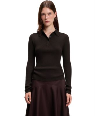BOSS by Women's Wool Fitted Polo Sweater