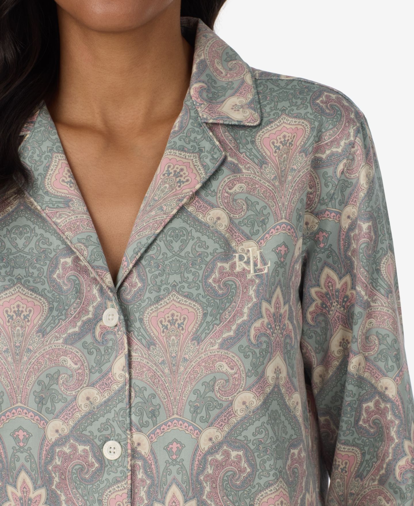 Женская атласная топы Lauren Ralph Lauren с длинным рукавом, 2 предмета, для невысоких, цвет: Paisley — фото 3