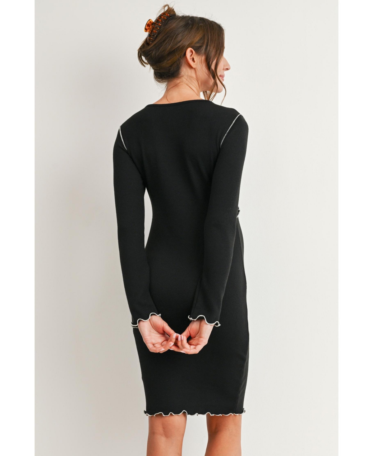 Hello Miz Maternity Ribbed Nursing Long-Sleeve Dress